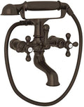 Rohl AC7X-TCB Cisal Exposed Tub Filler with Hand Shower And Metal Cross Handles Less, Tuscan Brass