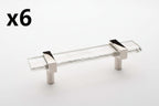 6 x Sietto Adjustable 5.5" Clear Glass Bar Polished Nickel Base P-1900-5.5-PN Cabinet Pull