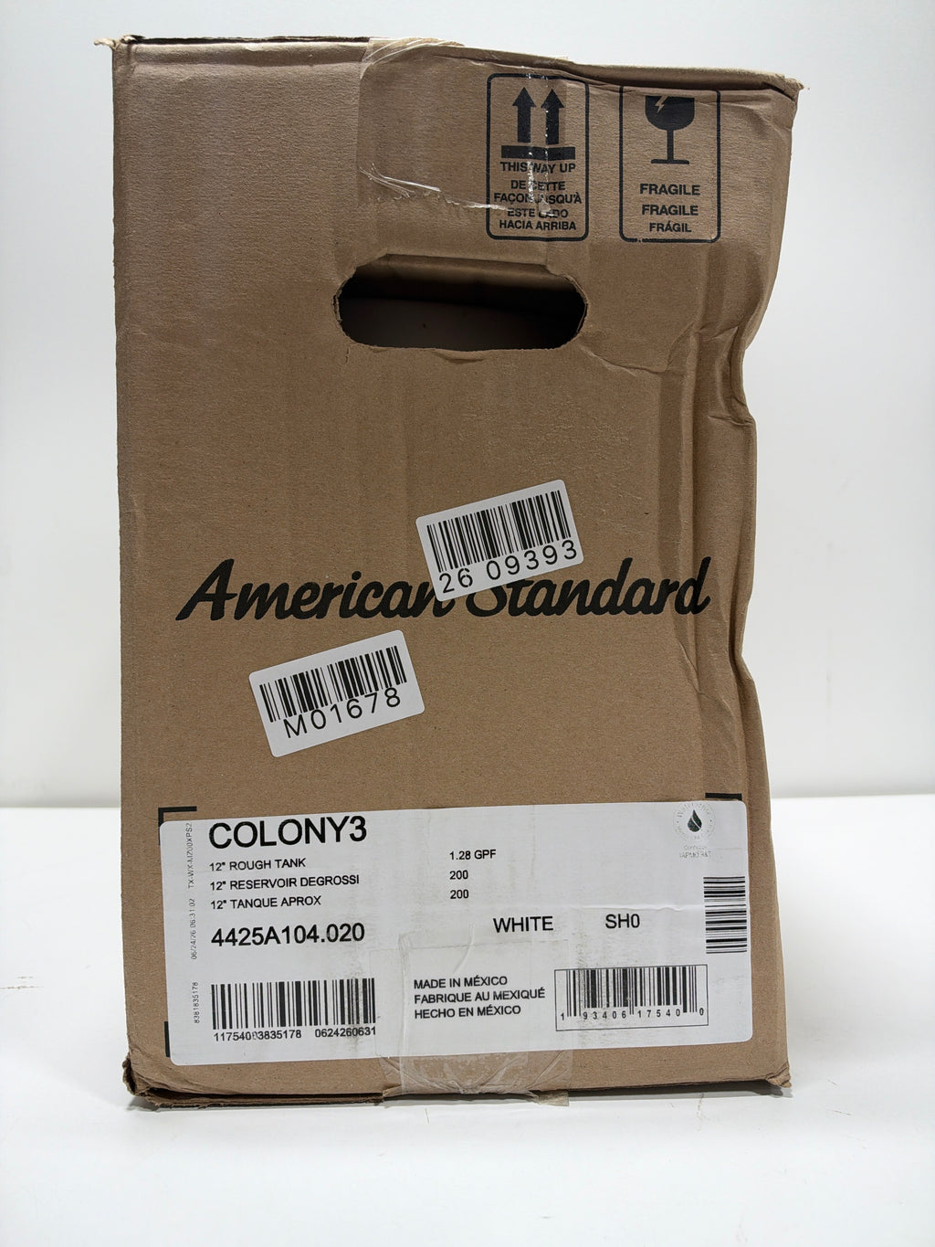 American Standard 4425A104.020 Colony 3 12-Inch Rough-In Toilet Tank, 1.28 GPF, White
