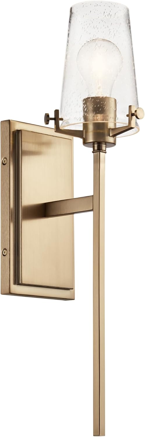 See Desc Kichler, Alton 22.25 inch 1 Light Wall Sconce with Clear Seeded Glass in Champagne Bronze, 45295CPZ