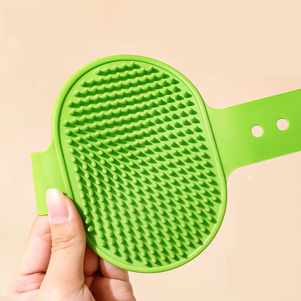 Dycuka Dog and Cat Grooming Brush, Pet Shampoo Bath Brush Soothing Massage Rubber Comb with Adjustable Ring Handle for Long Short Haired Dogs and Cats
