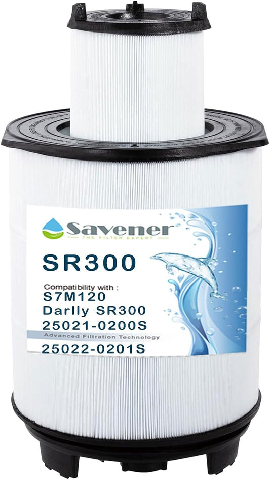 Savener S7M120 System 3 Inner and Outer Pool Filter, Compatible with 25021-0200S & 25022-0201S, Replacement for Sta-Rite System 3 S7M120, SR300 Pool Filter Cartridge, 300 Sq. Ft