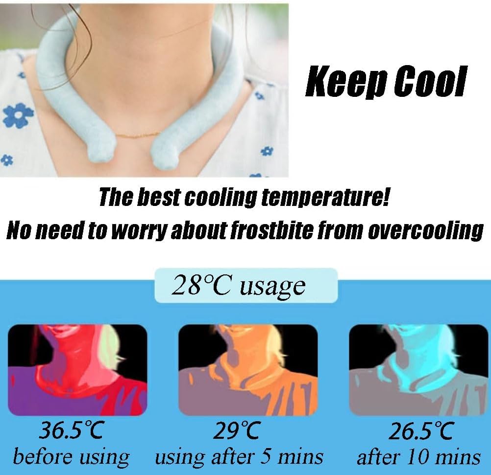 2 - HI FINE CARE Neck Cooling Tube, Neck Cooler Ring, Neck Cold Pack, Reusable Neck Cooler, Heat Cooling Collar, Summer Heat Relief for Hot Flashes and Fever (Green S Diameter-5.9inch)