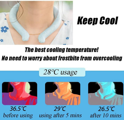 2 - HI FINE CARE Neck Cooling Tube, Neck Cooler Ring, Neck Cold Pack, Reusable Neck Cooler, Heat Cooling Collar, Summer Heat Relief for Hot Flashes and Fever (Green S Diameter-5.9inch)