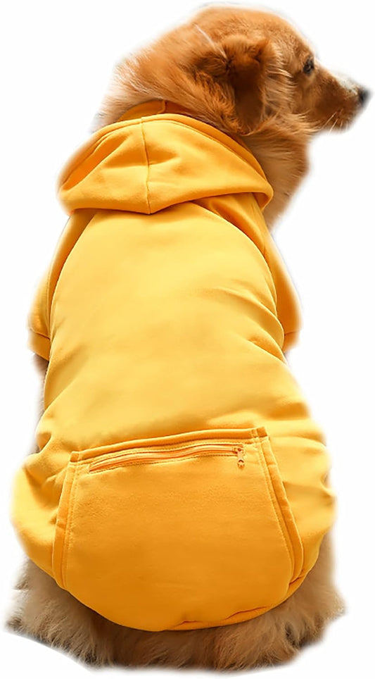 Fashion Warm Dog Hoodie Coat for Small Medium Large Dog Boy Girl, Long Sleeve Sweatshirt Jacket for Pets Yellow