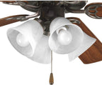 Progress Lighting 4-Light Ceiling Fan Light Kit for AirPro Collection Ceiling Fans, Transitional Style, Includes 4 LED Light Bulbs, Antique Bronze