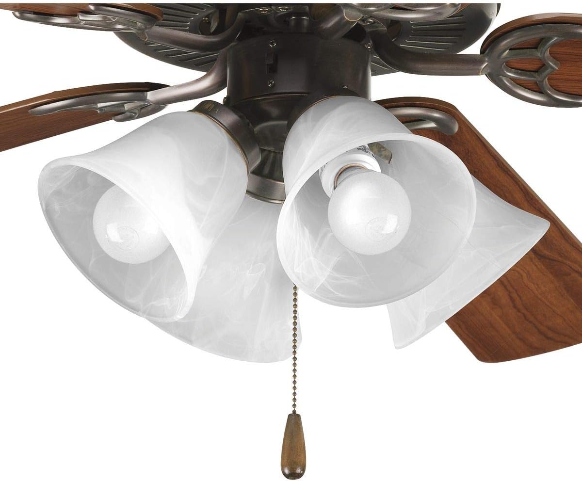 Progress Lighting 4-Light Ceiling Fan Light Kit for AirPro Collection Ceiling Fans, Transitional Style, Includes 4 LED Light Bulbs, Antique Bronze