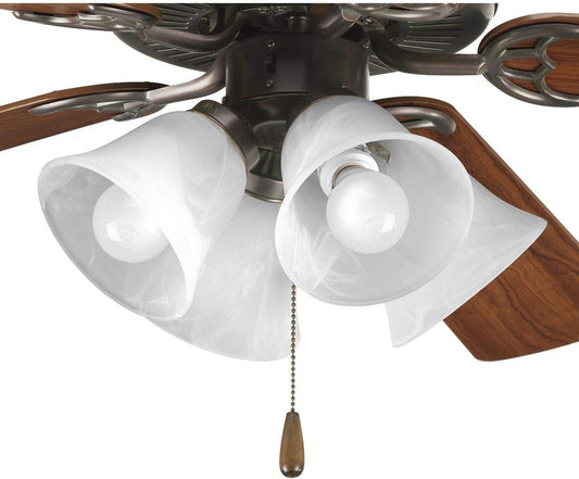 Progress Lighting 4-Light Ceiling Fan Light Kit for AirPro Collection Ceiling Fans, Transitional Style, Includes 4 LED Light Bulbs, Antique Bronze