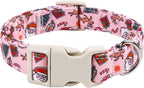 Christmas Dog Collar for Small Dogs，Adjustable Cotton Pink Elk Dog Collars Santa Claus Puppy Collar for Male Female Boy