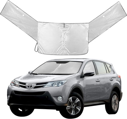 Car Windshield Sun Shade for RAV4,Front and Side Window Sunshades,Sun Blocker for Car Windshield Reflects Heat and UV Rays(Silver - Black, Fit RAV4)