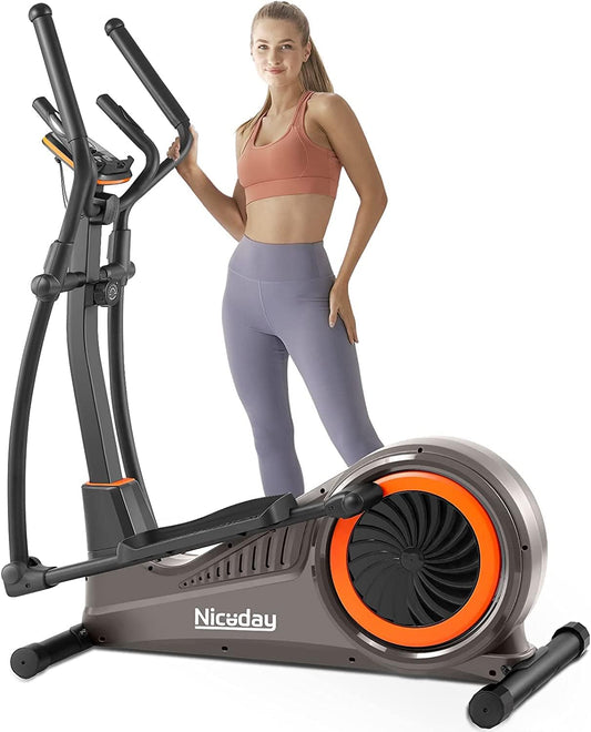 See Desc Niceday Elliptical Machine, Elliptical Exercise Machine for Home with Hyper-Quiet Magnetic Driving System, Elliptical Trainer with 15.5IN-18IN Stride, 16 Resistance Levels, 400LBS Loading Capacity