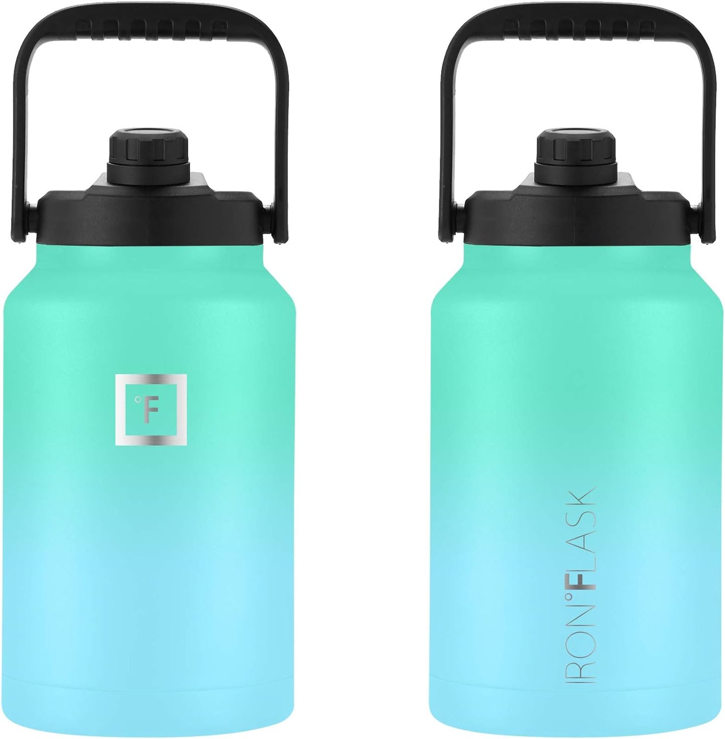 IRON °FLASK Sports Water Bottle - 128 Oz/One Gallon,1 Lid, Vacuum Insulated Stainless Steel, Hot Cold, Double Walled, Thermo Mug, Metal Canteen Jug Growler (Sky)