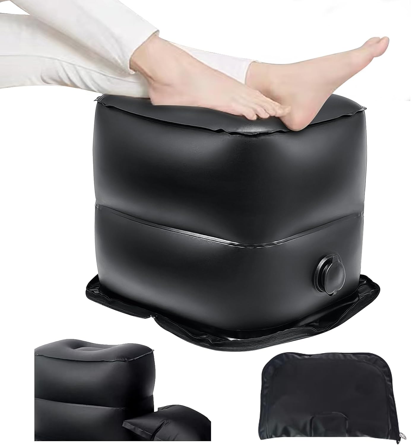 Inflatable Travel Foot Pillow,Inflatable Leg Pillow Outdoor Stool，Inflatable Leg Stool,Airplane Foot Rest Inflatable，Foot Rest for Plane Travel,Leg Rest for Car, Airplane,Train, Home & Office