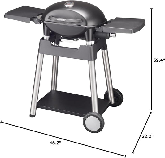 Portable Stand-up Propane Grill, Gas Grill, Cart Style, Black, 10000BTU Portable and Convenient Camping Grill for Party, Patio, Garden, Backyard, Balcony, Built-In Thermometer