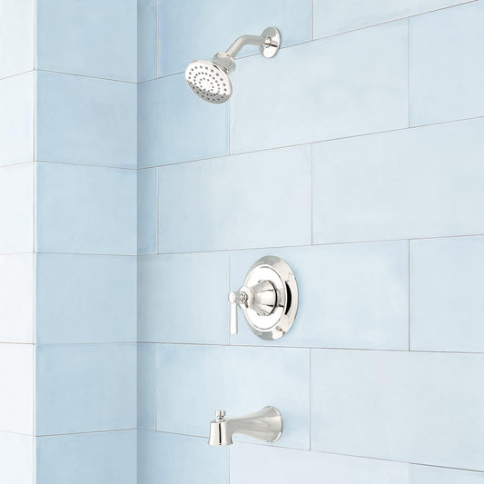 Signature Hardware 449843 Pendleton Pressure Balanced Tub and Shower Trim Package - Less Valve - Polished Nickel