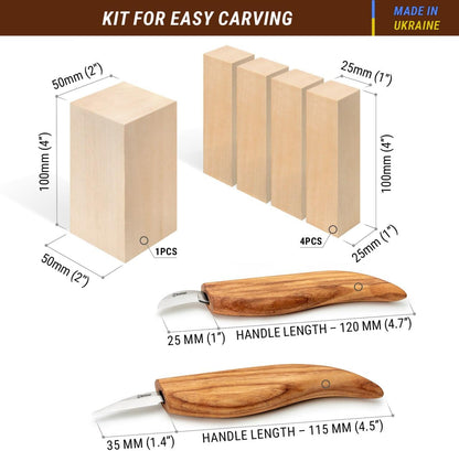 BeaverCraft Wood Carving Kit S16 Wood Whittling Kit for Beginners Kids Wood Carving Set - Whittling knife, Chip Wood Carving Knife, Basswood Carving Blocks Wood for Carving Knives Whittling Tools