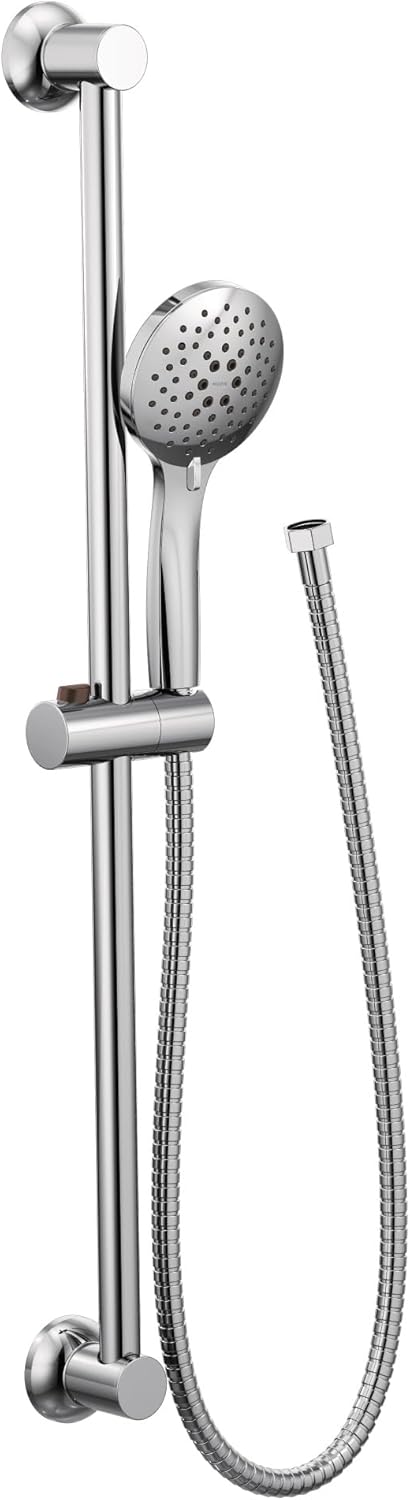 Moen Chrome Eco-Performance 5-Function Handheld Removable Shower Head, Adjustable 30-Inch Slide Bar and 69-Inch Long Hose, 3558EP