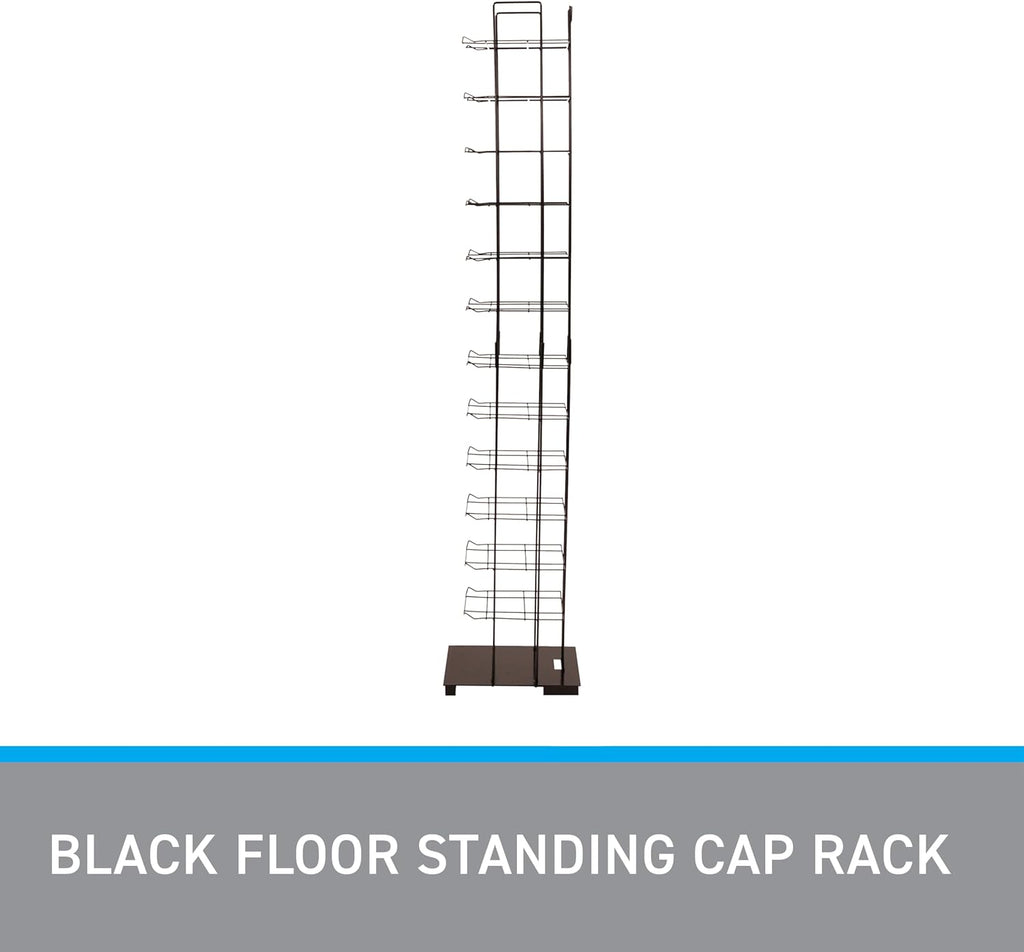 Missing Hardware SSWBasics Black Floor Standing Ball Cap Rack and Hat Display Rack - *Sporting Goods