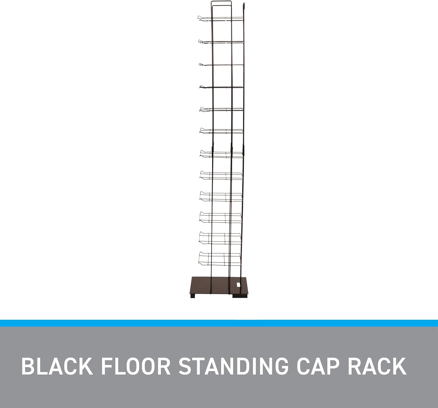 Missing Hardware SSWBasics Black Floor Standing Ball Cap Rack and Hat Display Rack - *Sporting Goods
