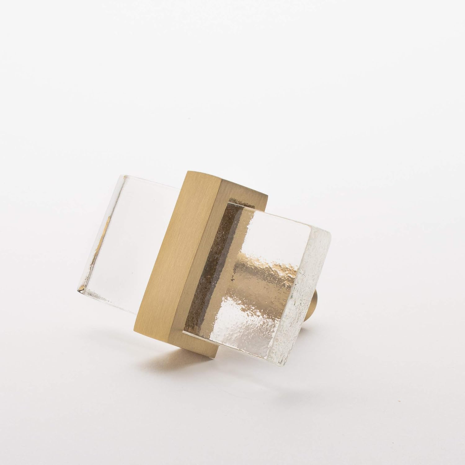 Sietto Adjustable Clear Glass Satin Brass Base K-1900-SB Cabinet Knob
