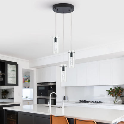 Black Pendant Light, Modern Pendant Light Kitchen Island Pendant Light Fixtures, Modern Island Light with Bubble for Kitchen, Dimmable Kitchen Chandelier Light Fixture (15W, 3-Light)