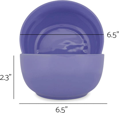 Elanze Designs Bistro Glossy Soup Violet Purple 6.5 x 6.5 Ceramic Bowls, Set of 2