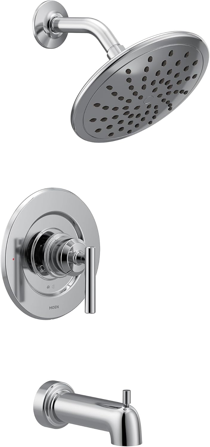 Moen Gibson Chrome Posi-Temp Pressure Balancing Modern Tub and Shower Trim with 8-Inch Rainshower Valve Required