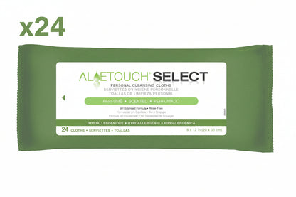 Medline AloeTouch Select Personal Cleansing Cloth Wipes, Scented, 8" x 12", 24 Count (Pack of 24)