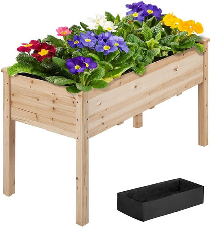 Yaheetech 1pc Raised Garden Bed 48x24x30in Elevated Wooden Horticulture Planter Box with Legs Standing Growing Bed for Gardening/Backyard/Patio/Balcony