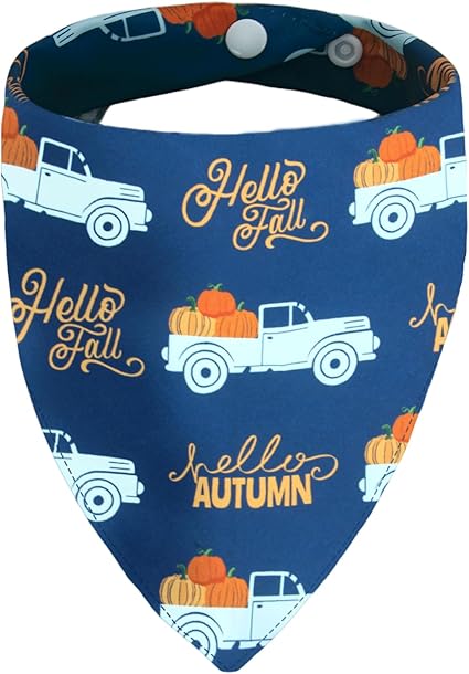 17 x ICEMOOD Fall Dog Bandanas - Colorful Autumn Leaves, Acorns & Berries Print, Thanksgiving Holiday Triangle Pet Scarf with Snap Button