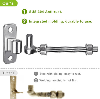 Cast Gate Hinges, Heavy Duty Gate Hinge for Wood Fence, 304 Stainless Steel Gate Hinges Heavy Duty, One Piece with Non-Weld Wood Gate Hinges, 8''J Bolt Gate Hinge for Farm Gate, 6Pack