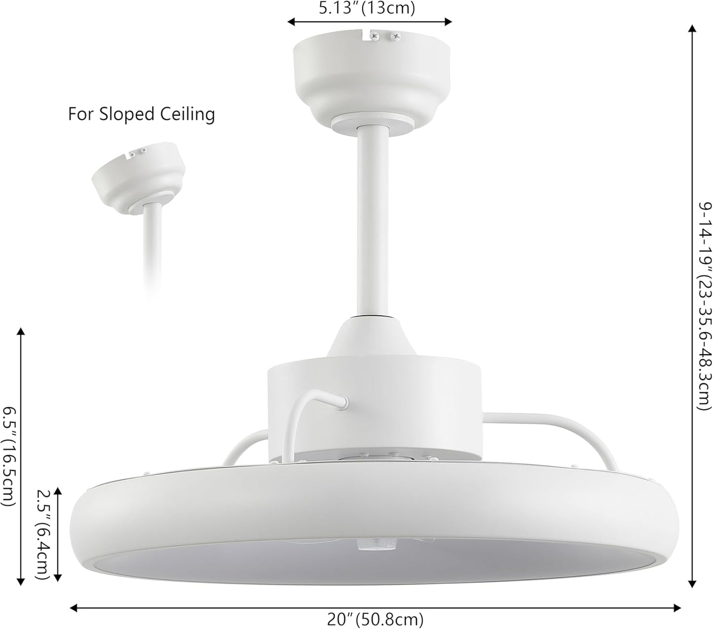 OVAL AIR AIR8002D Loren 20" Modern Contemporary 6-Speed Metal Mobile-App/Remote-Controlled Dimmable Smart