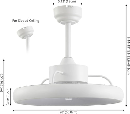 OVAL AIR AIR8002D Loren 20" Modern Contemporary 6-Speed Metal Mobile-App/Remote-Controlled Dimmable Smart