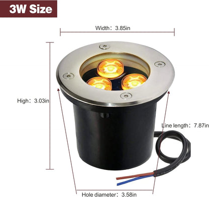 Garden Buried Light IP65 Outdoor LED Underground Recessed Inground Warm White 12V for Pathway Patio Super Bright (Warm White, 3)