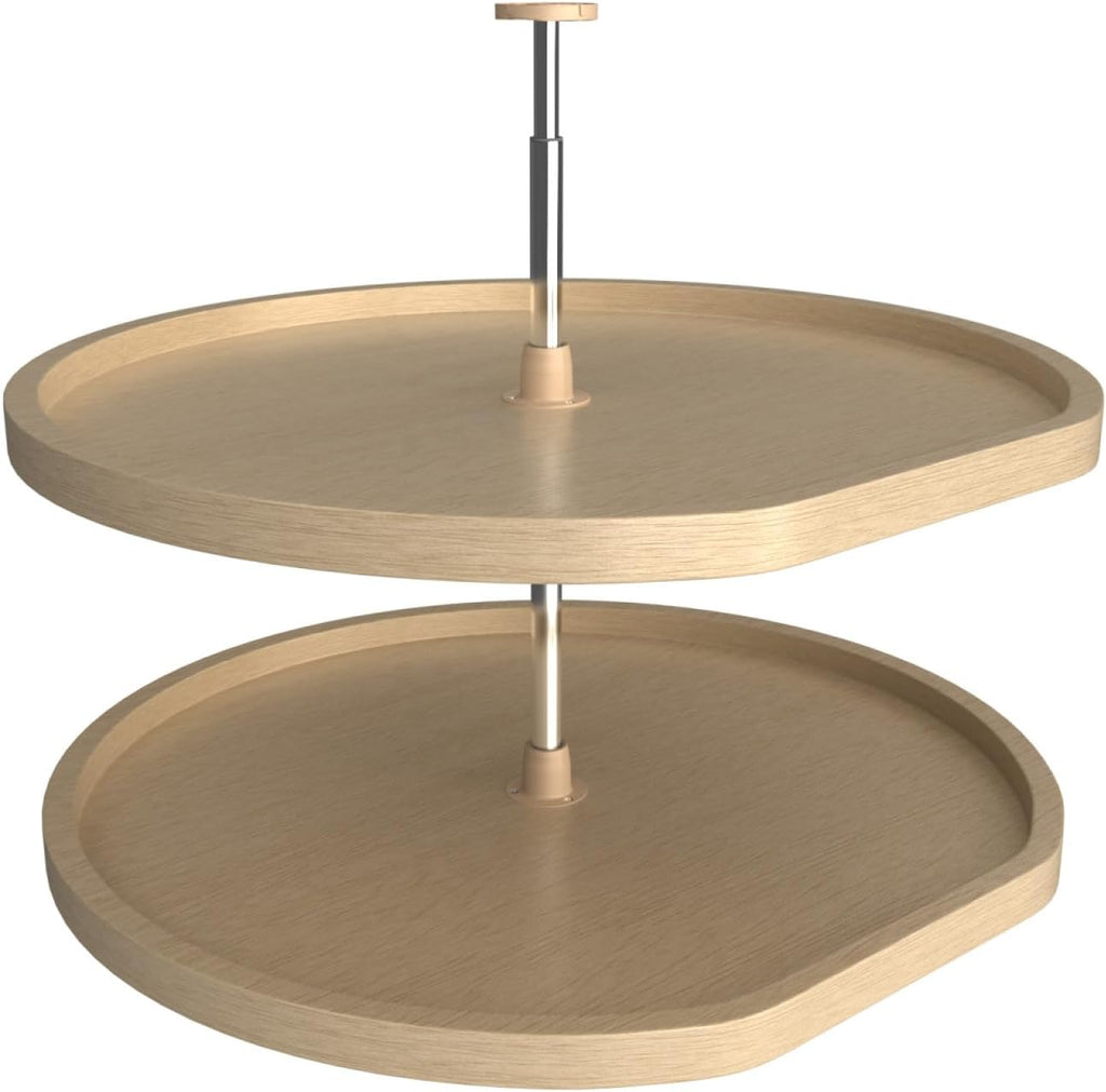 Rev-a-Shelf LD-4BW-262-32-1 Lazy Daisy Banded Wood Double 2 Tier 32" D Shaped Flat Sid