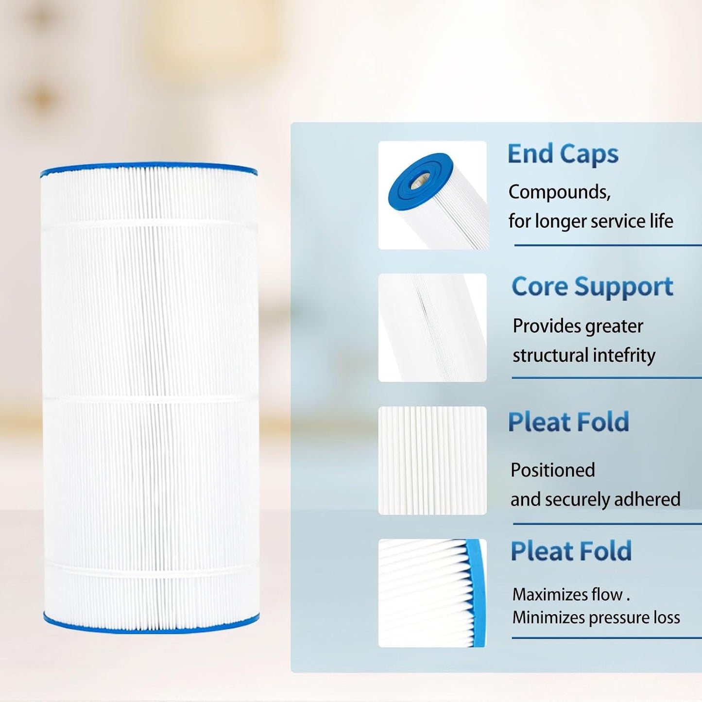Pool Filter Compatible with CX800RE, C-8600, Star-Clear II C800, PA80, FC-1280, 75sq.ft, 4 Pack