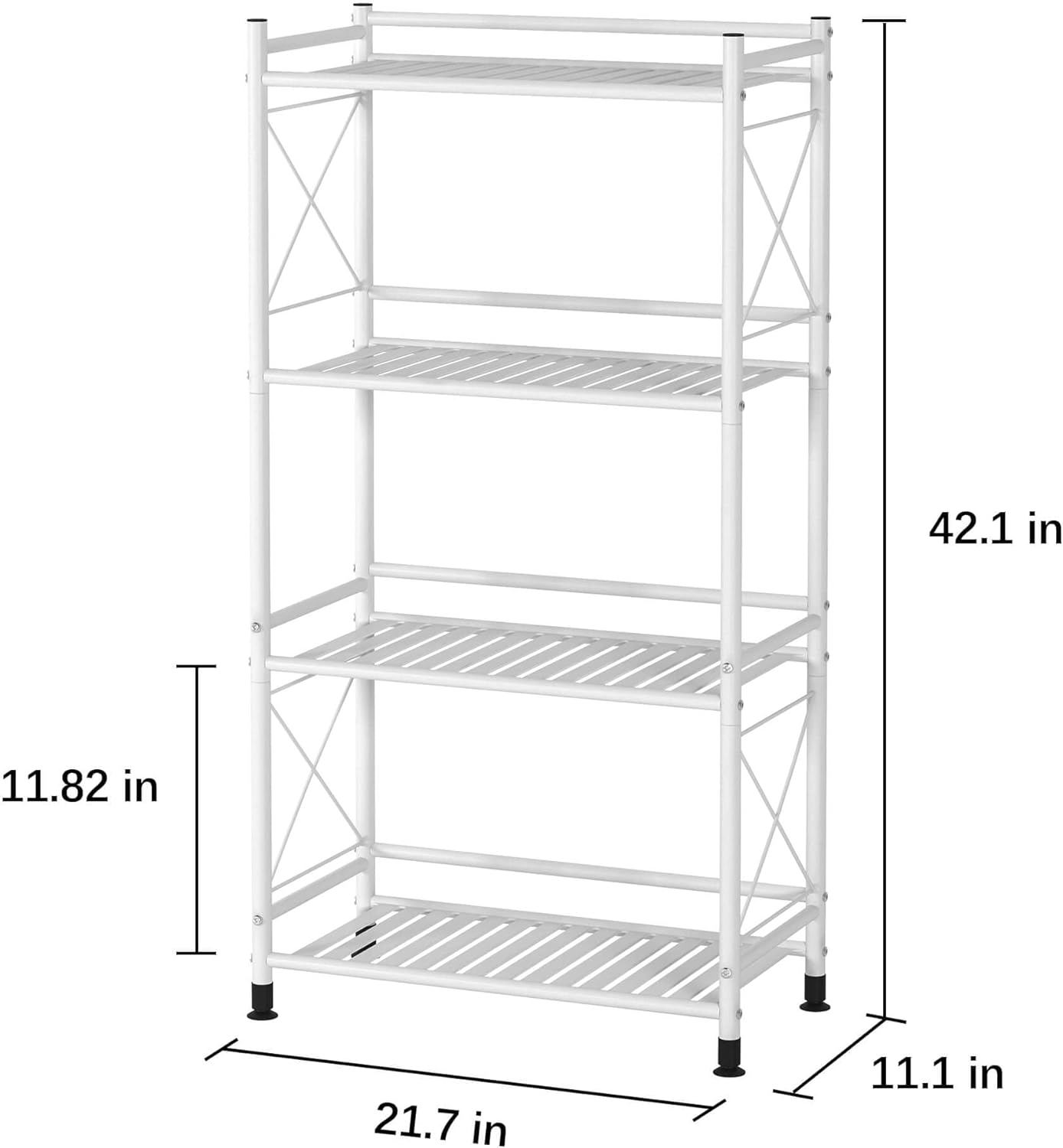 TZAMLI 4 Tier Shelving Unit, Metal Shelves Bathroom Storage Organizer, Free-Standing Heavy Duty Storage Rack Shelf for Kitchen Pantry Laundry, White