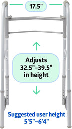 Medline Lightweight Folding Walkers for Seniors Adults with 5” Wheels Steel Frame Supports up to 400 lbs. - *Health &