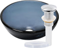 Miseno MVS-TIS-168-12 Marrone 12" Circular Glass Vessel Bathroom Sink and Pop-Up Drain Assembly