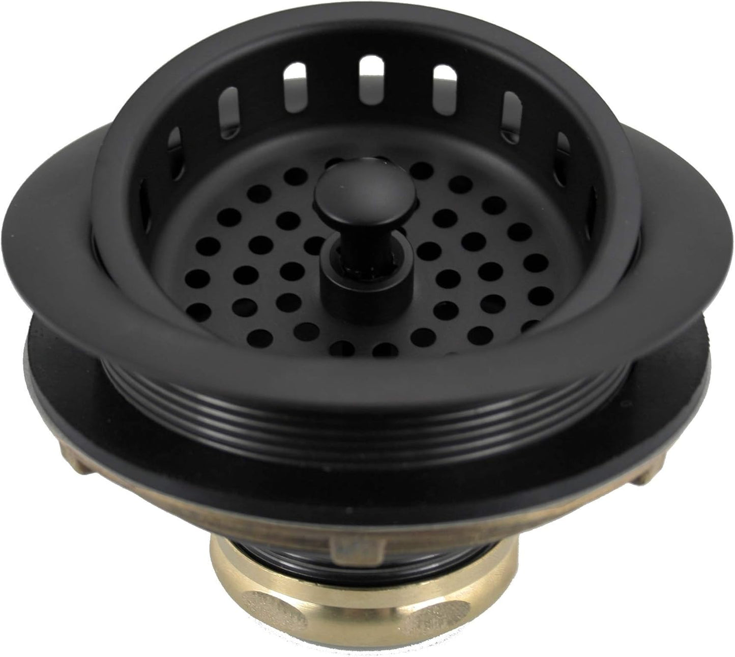 Westbrass D214-62 3-1/2" Post Style Large Kitchen Sink Basket Strainer, Matte Black