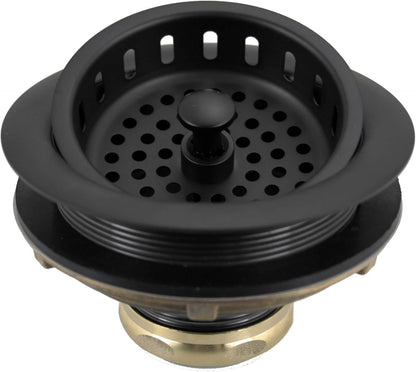 Westbrass D214-62 3-1/2" Post Style Large Kitchen Sink Basket Strainer, Matte Black