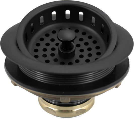 Westbrass D214-62 3-1/2" Post Style Large Kitchen Sink Basket Strainer, Matte Black