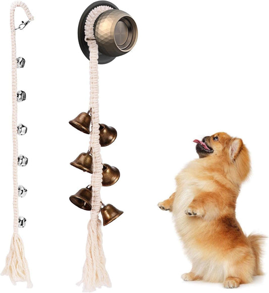 OneGas Dog Bell for Door Potty Training, Dog Doorbell for Puppies to Go Outside, Adjustable Hanging Door Bell Length for Small, Medium and Large Dogs to Go Outside, Beige 2 Pack