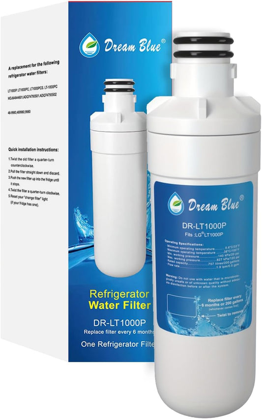 Dreamblue Refrigerator Water Filter Replacement for LT1000, Kenmore Elite 9980 LT1000PC, MDJ64844601 ADQ74793501, LMXS28626S, LFXS26973S, LT120F,NSF 42 372, 6-Month / 200 Gallon, Pack of 1