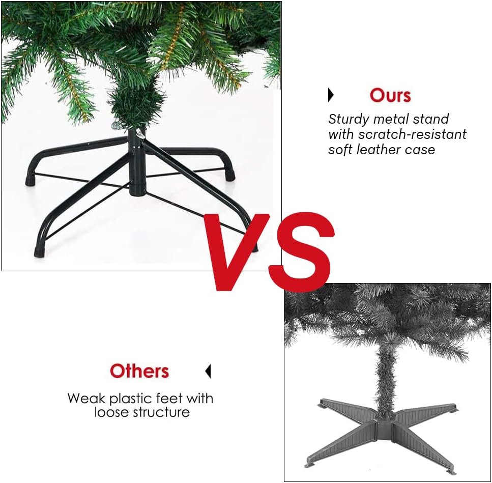 Premium 10FT Artificial Spruce Hinged Christmas Tree，Xmas Tree with 2150 Branches Tips and Foldable Stand for Holiday