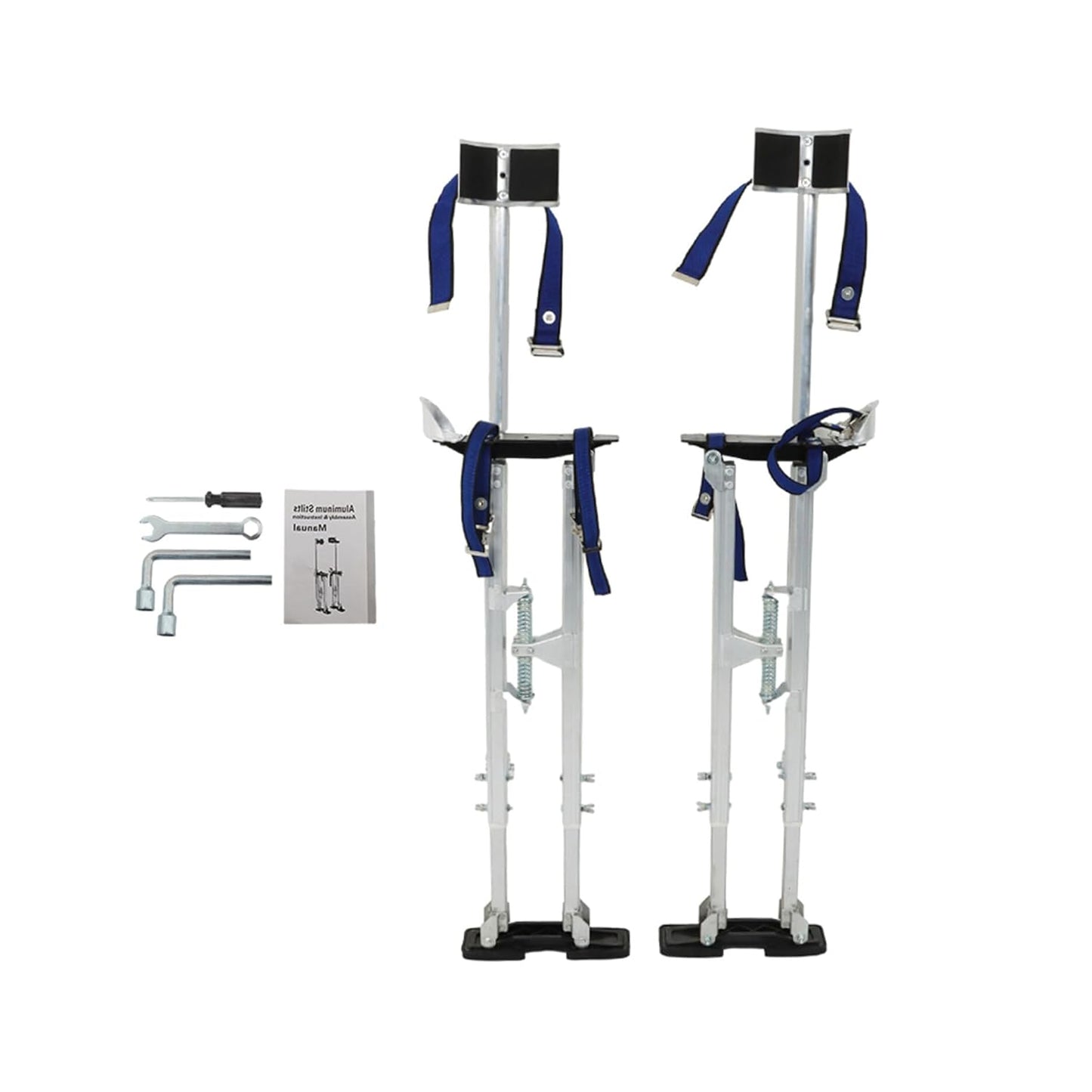 Adjustable Drywall Stilts 36-48 Inch Aluminum Alloy Stilts for Painting or Cleaning Silver