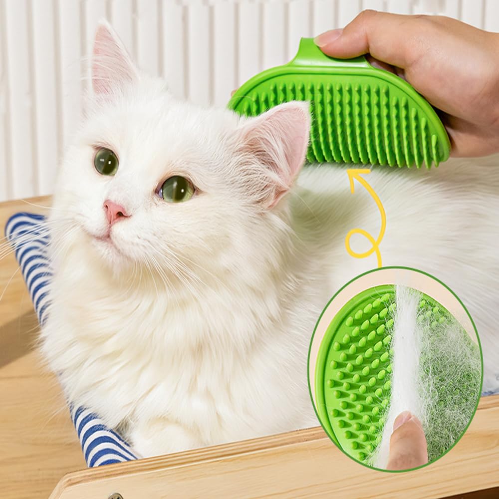 Dycuka Dog and Cat Grooming Brush Pet Shampoo Bath Brush Soothing Massage Rubber Comb with Adjustable Ring Handle