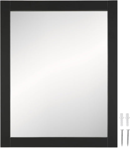 Design House Shorewood Mirror, Matte Black Wood Frame, Rectangle, 24 in x 0.75 in x 30 in, 589648