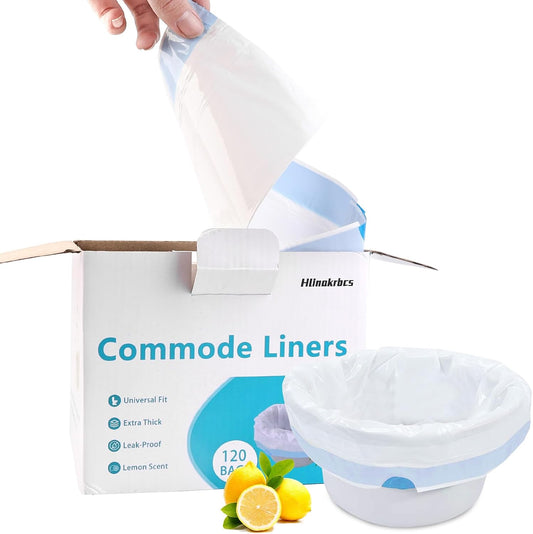 Commode Liners - 120 Bedside Commode Liners Disposable Lemon Scented Commode Bags,Thicker Potty Chair Liners for Bedside Toilet Bucket,Bedpan,Portable Camping Toilet