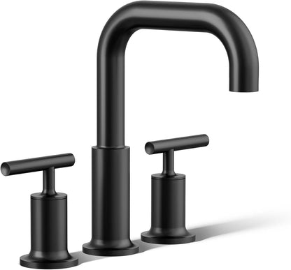 Kohler T14428-4-BL Purist Deck-Mount High-Flow Bath Faucet Trim with Lever Handles, Valve Not Included, Matte Black